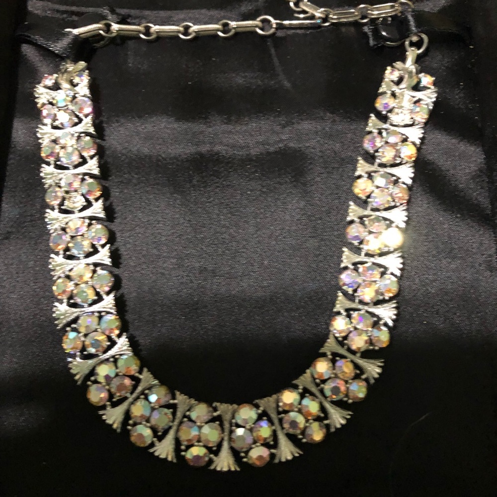 Silver / iridescent stones 16 inch necklace